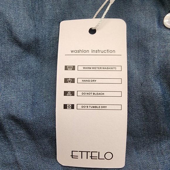 Women's Dark Blue Button Up Cotton Long Sleeve Lightweight Denim Shirt Size M - Picture 7 of 9